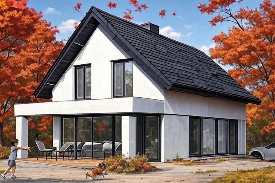 Piętrowy dom w cichym miejscu na końcu drogi