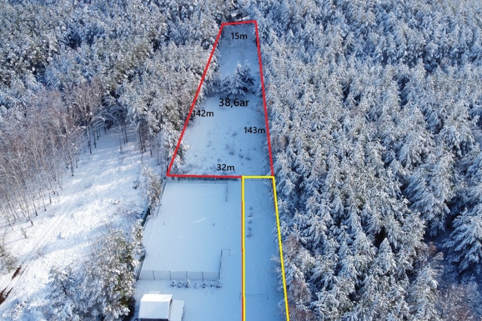 Działka budowlana 38,6ar przy lesie- WZ 2 domy